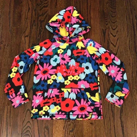 Hanna Andersson Other - Hanna Andersson Girls 8 Active Hooded Floral OEKO-TEX Sweatshirt - VGUC!